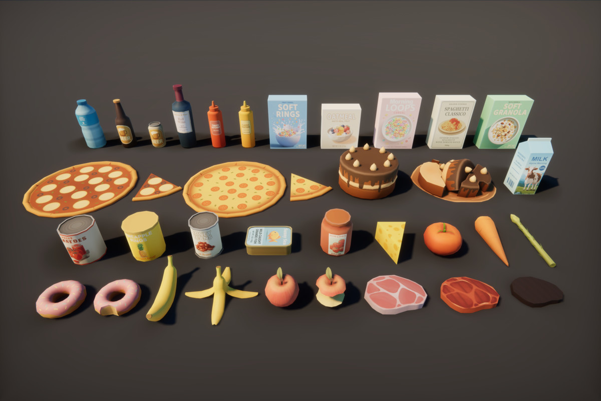 Stylized Cartoon House Interior & Exterior