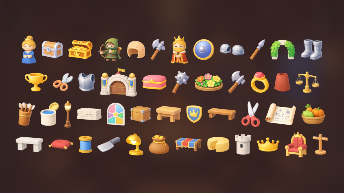 Medieval Fantasy Castle Village RPG Icons Pack Strategy Builder Adventure Games