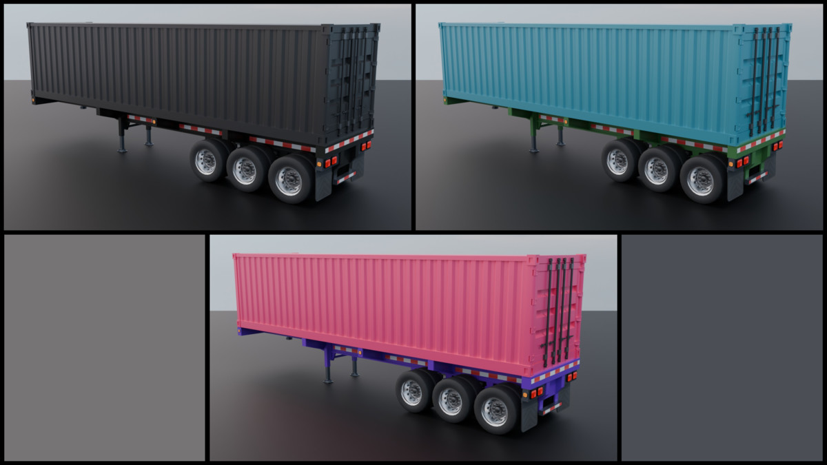 Realistic American Semi Truck + Container Trailer (11 Truck + 7 Trailer Colors)