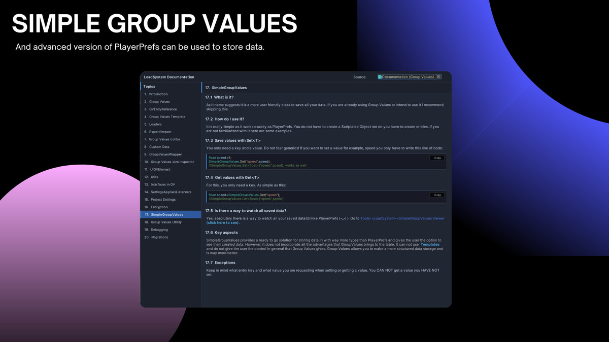 Group Values Load System
