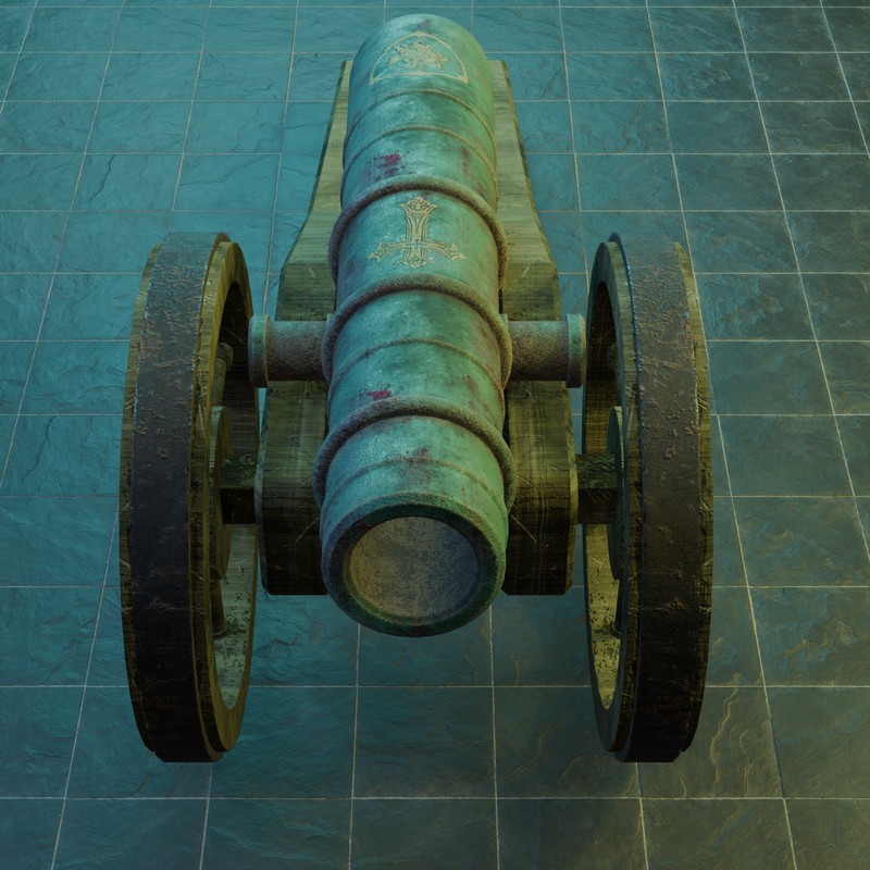 Historical Field Cannon Game Ready with LODs & PBR Textures