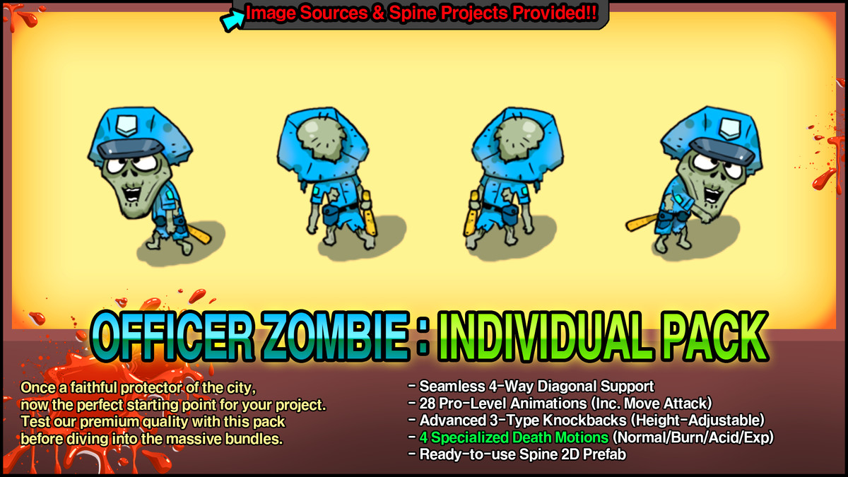 Doodle Police Zombie - Customizable Spine 2D