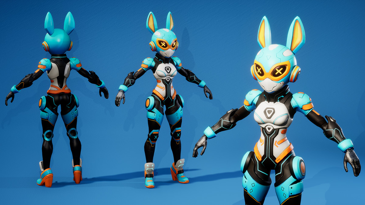 Cyber Bunny Android Sci-Fi Girl 4 – Stylized Character