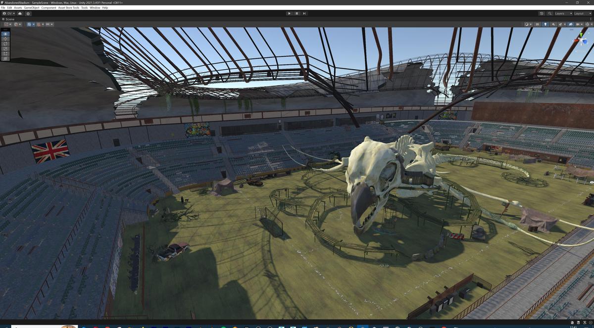 Abandoned Post-Apocalyptic Football Stadium - Modular Environment 3d Level