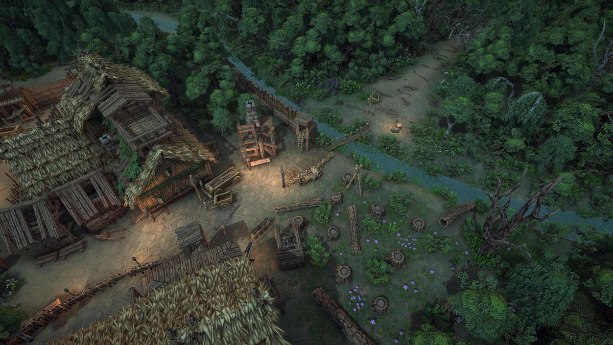 Stylized fantasy pagan village