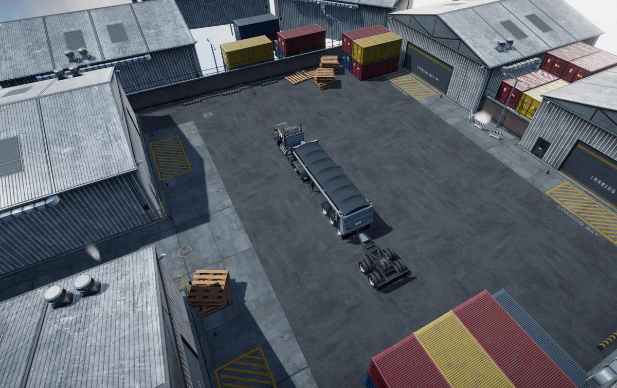 Semitruck with dump trailer