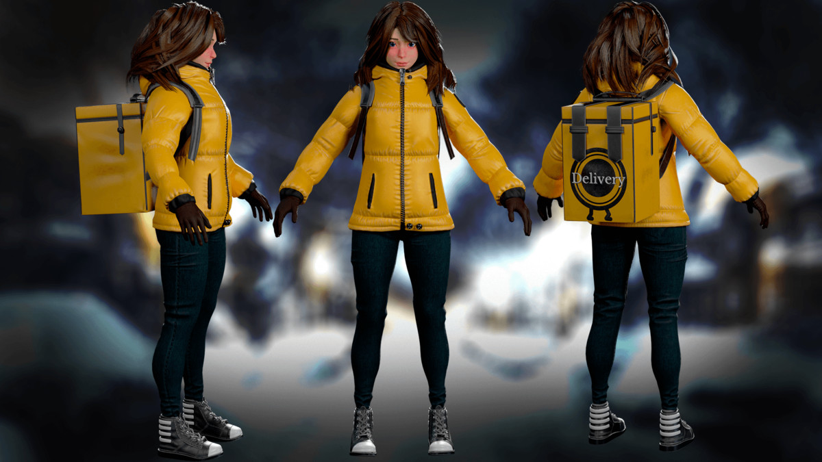 Winter Delivery Girl – Game Ready Modular Character Pack