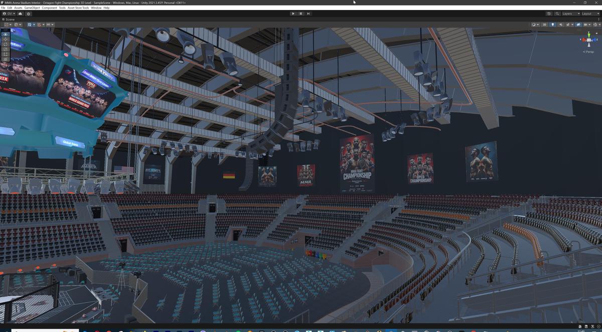MMA Arena Stadium Interior - Octagon Fight Championship Nodular 3D Level