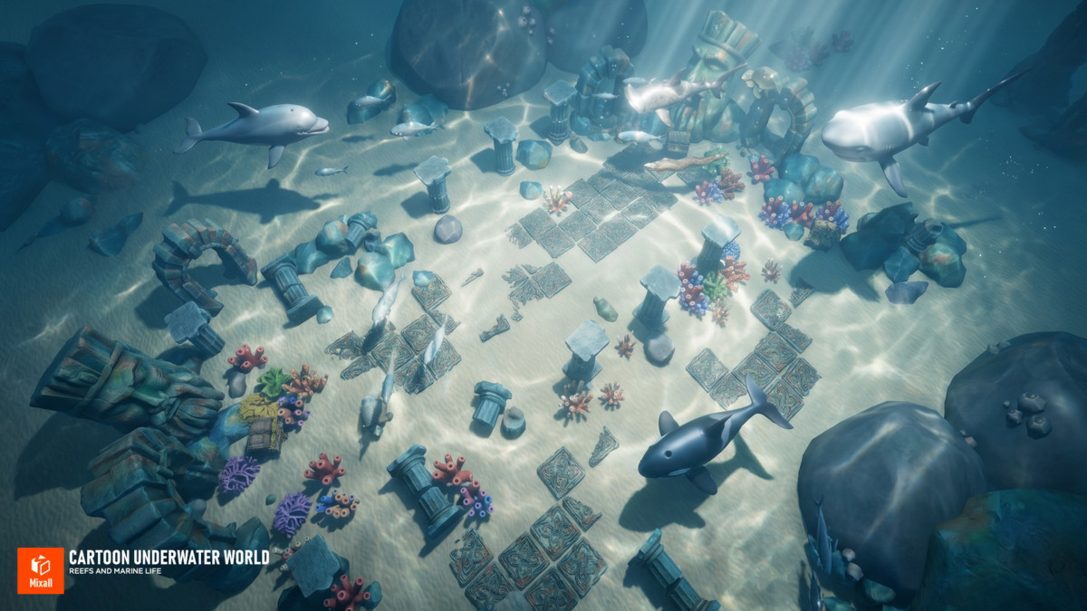 Cartoon underwater world - Reefs and Marine life