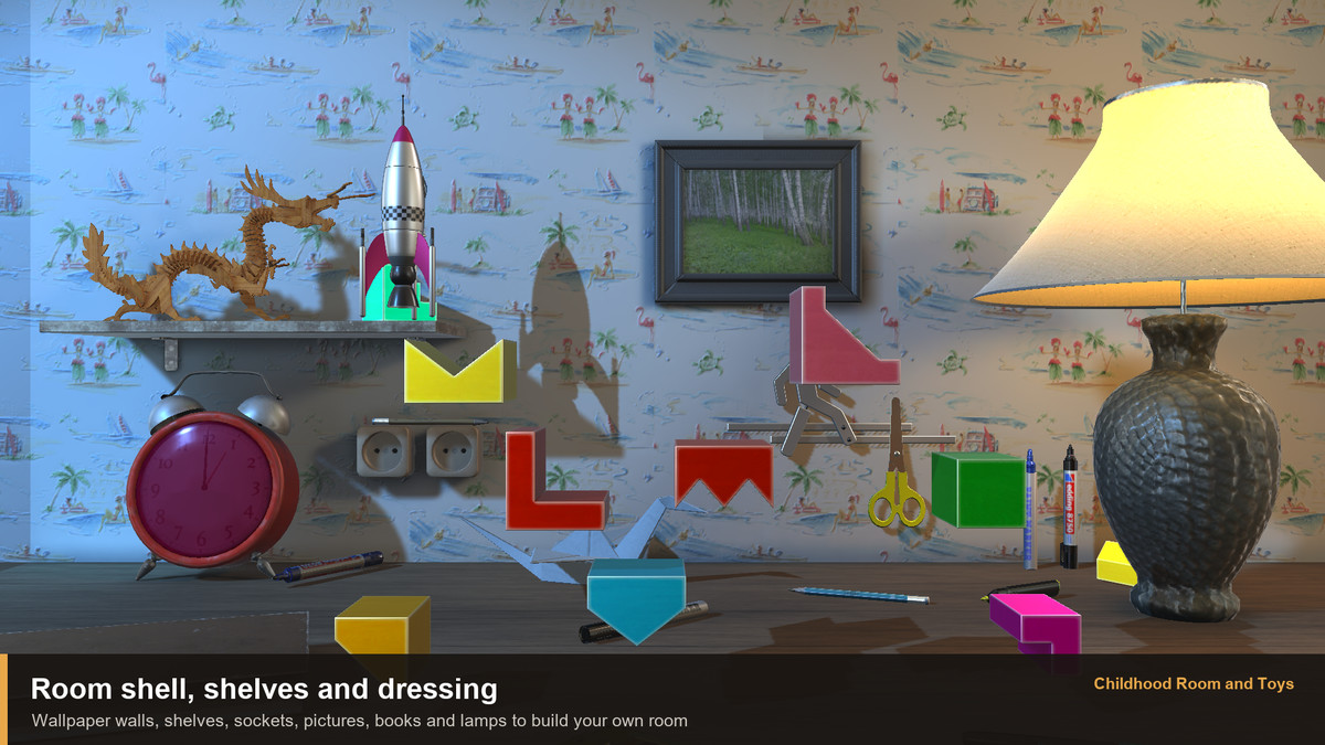 Childhood Room and Toys — Nostalgic Kids Room, Props and Demo Scenes