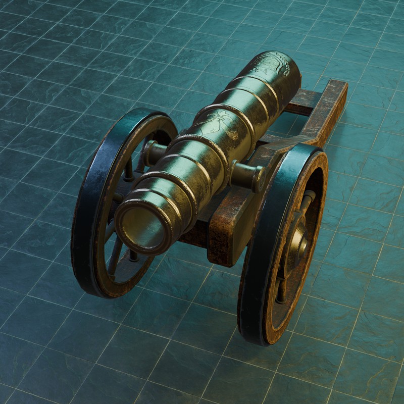 Historical Field Cannon Game Ready with LODs & PBR Textures