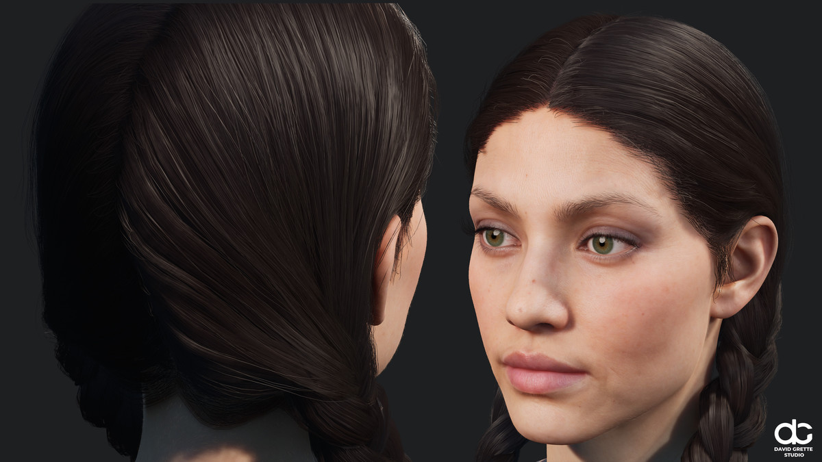 Realistic female hairstyles, pack #2 | Rigged hair, game-ready, low-poly