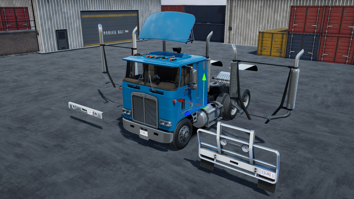 80s Cabover Truck with lowboy trailer
