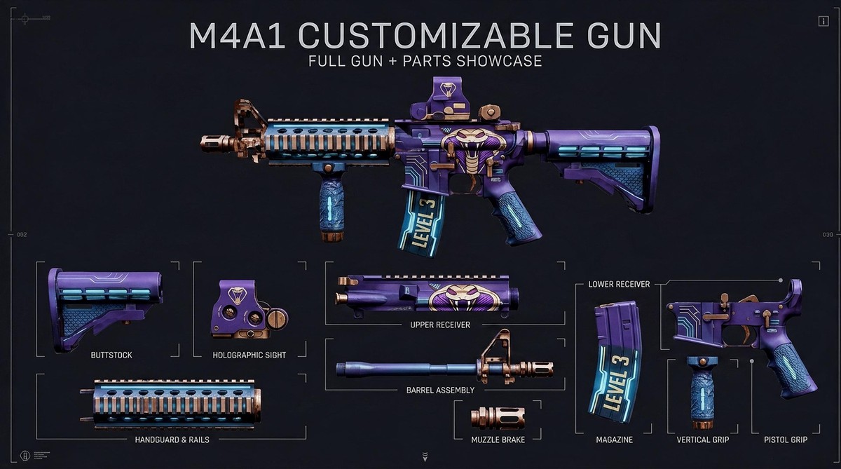 M4A1 Customizable Gun - Skins & Attachments