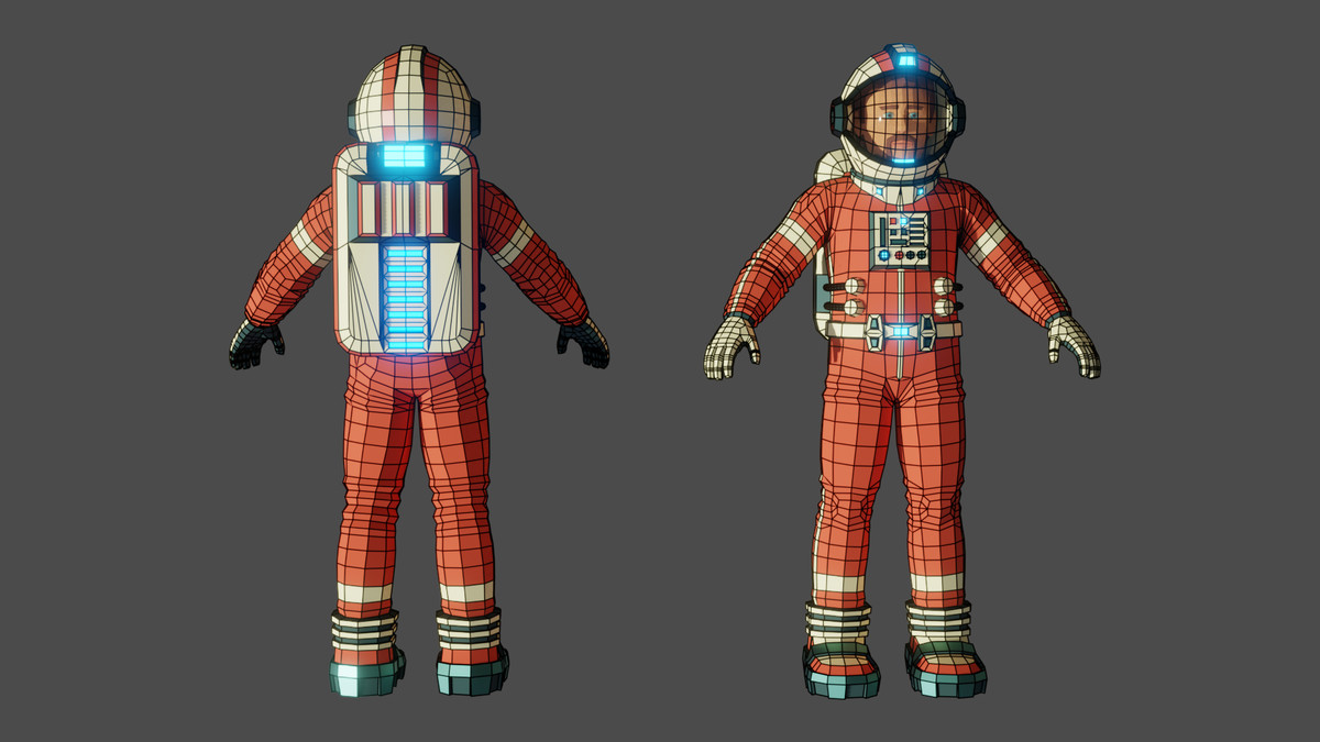 Astronaut modular low-poly stylized