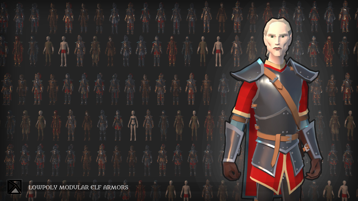 Lowpoly Elves Modular Armors Bundle- MEDIEVAL FANTASY SERIES