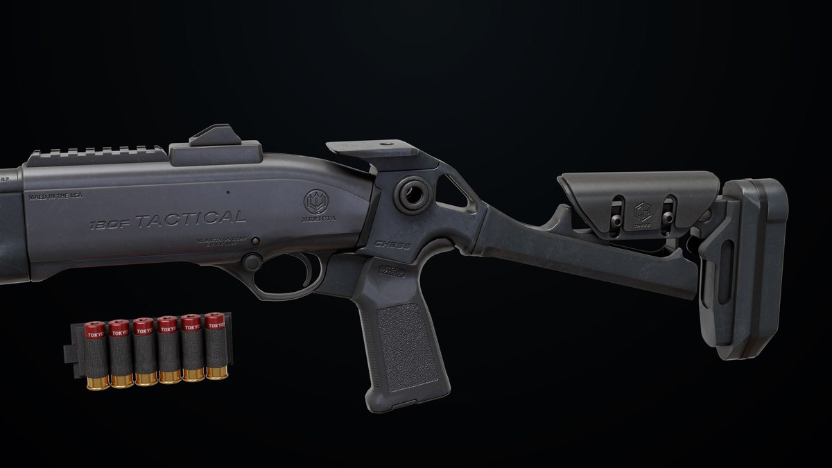 Long Shotgun 04 Black and Sandal Single Mat URP HDRP Textures