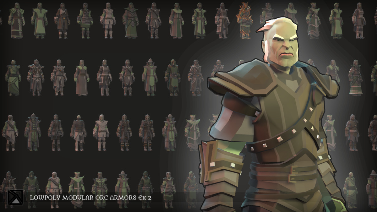 Low Poly Orcs Modular Armors Ex2 - LOWPOLY MEDIEVAL FANTASY SERIES