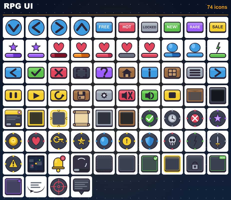 Mega Game Icon Bundle - 340 RPG, Sci-Fi, Match-3, Spell & Achievement Icons