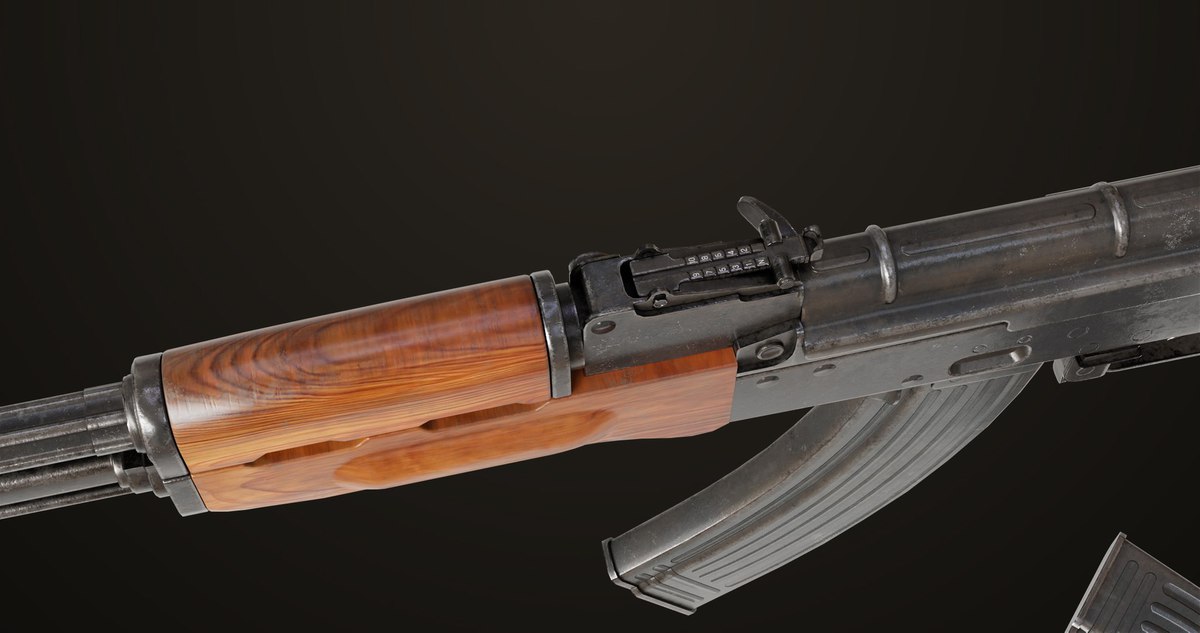 AKMS Light Machine Gun 10 Wood URP HDRP Texture