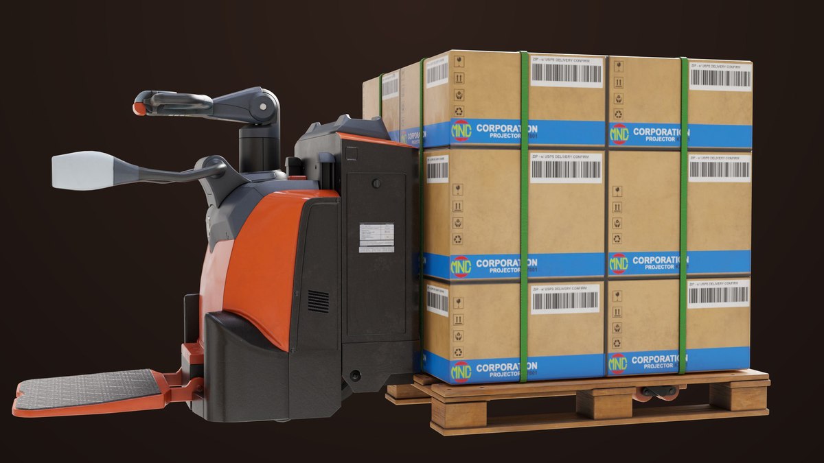 Forklift with Pallet 01 Orange URP HDRP Textures