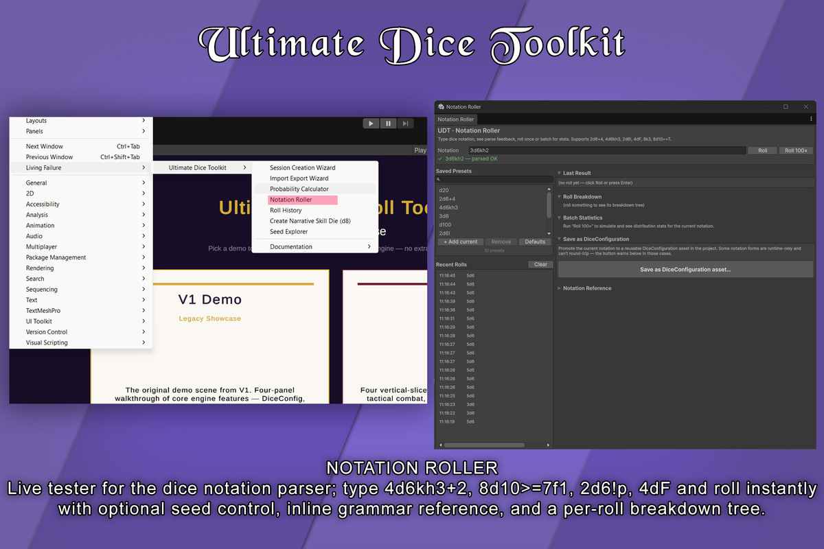 Ultimate Dice Toolkit - Advanced Dice Rolling & Rule API Systems w/JSON support