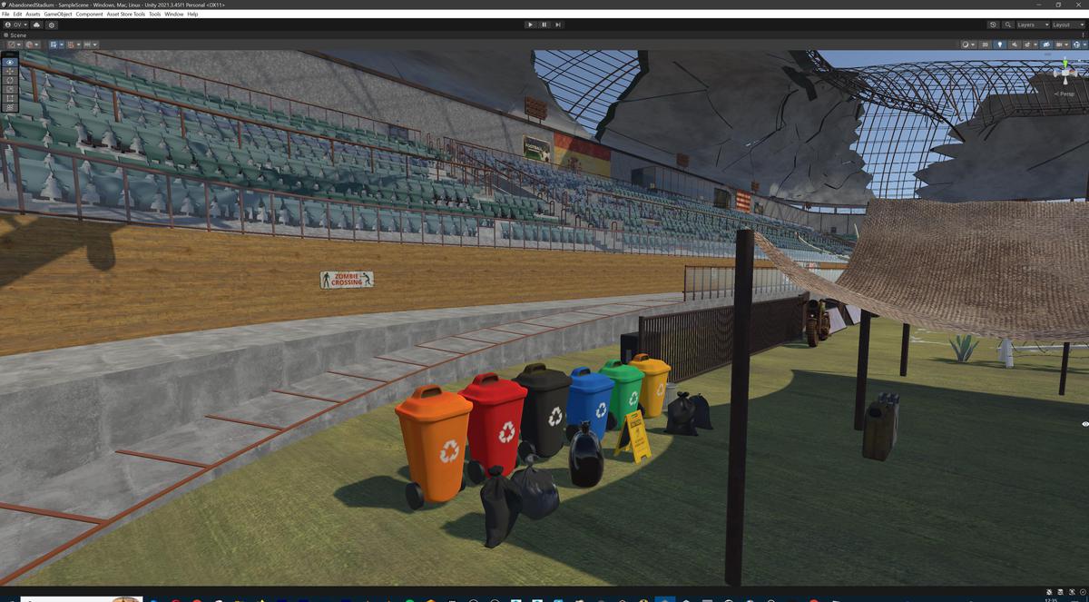 Abandoned Post-Apocalyptic Football Stadium - Modular Environment 3d Level