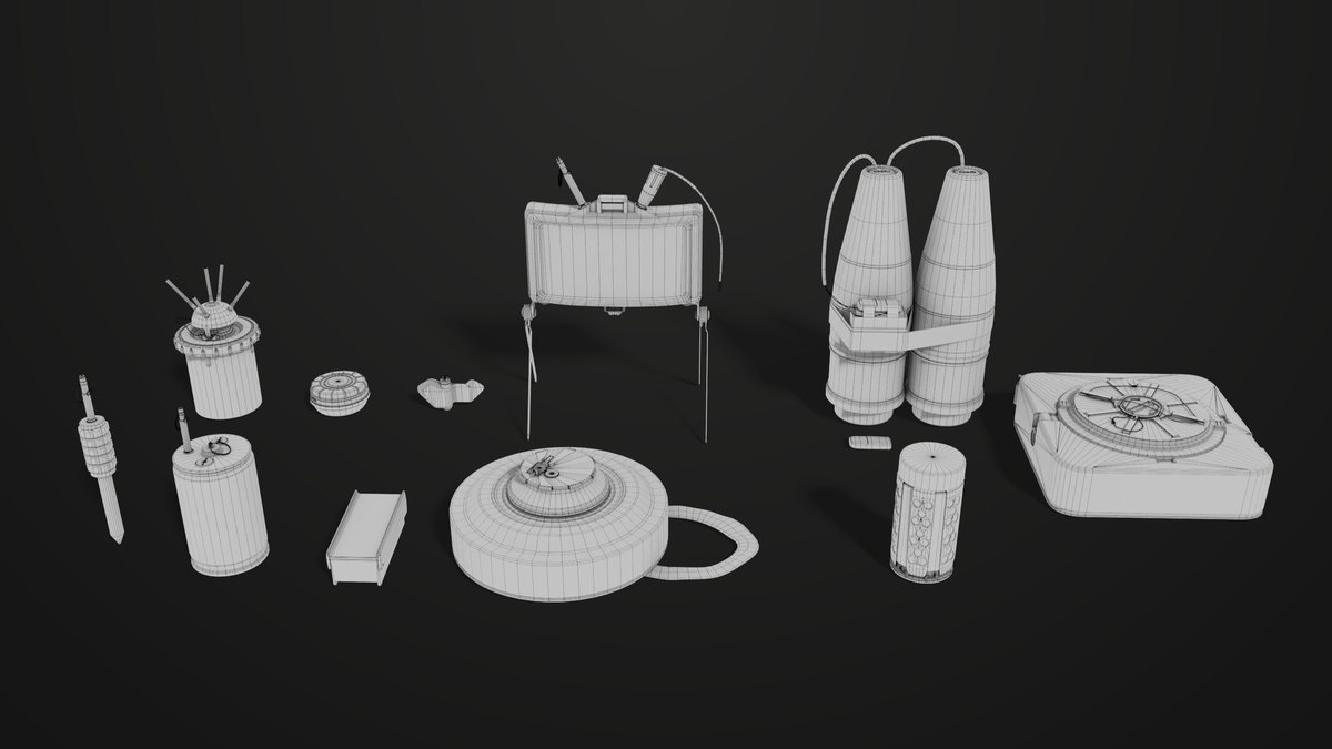 Mine Bomb Collection Single Mat HDRP URP Textures