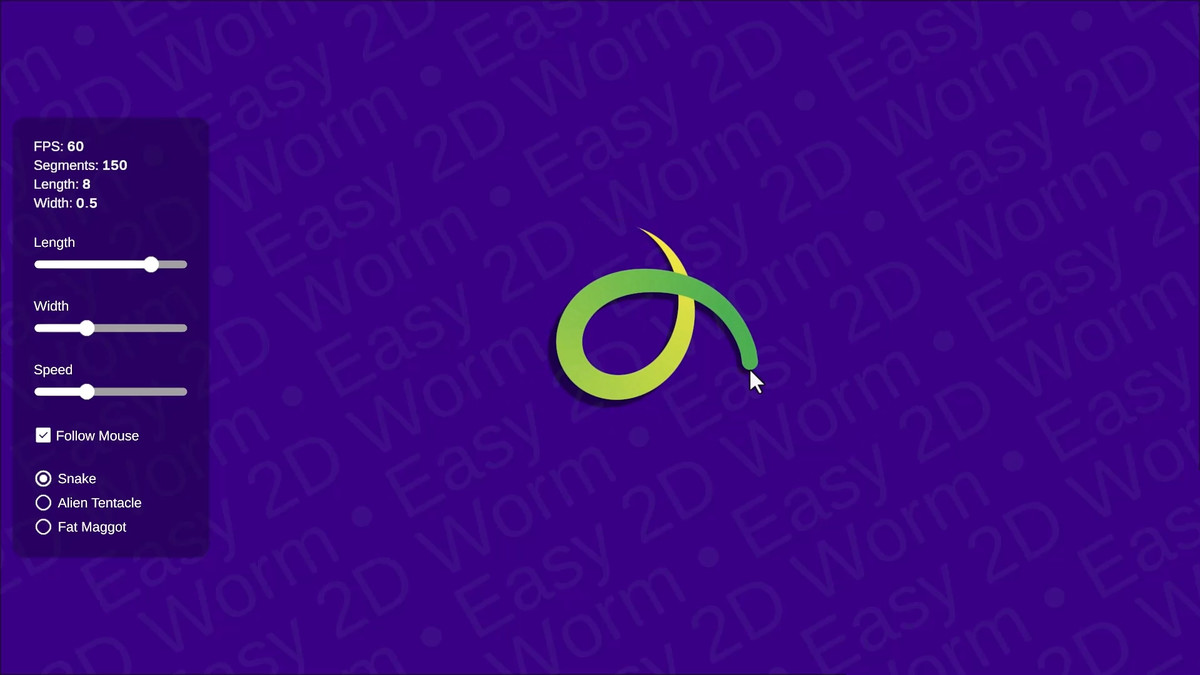 Easy 2D Worm - Procedural Snakes, Tentacles & Physics