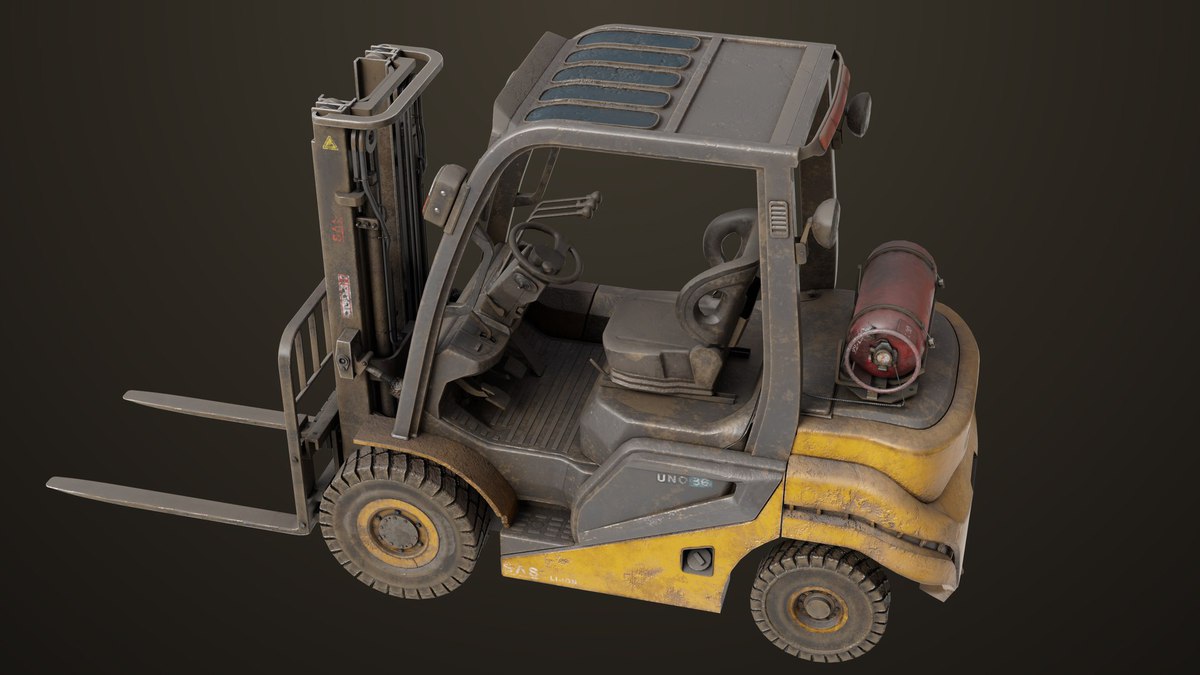 Forklift Truck 02 Old Dusty URP HDRP Textures