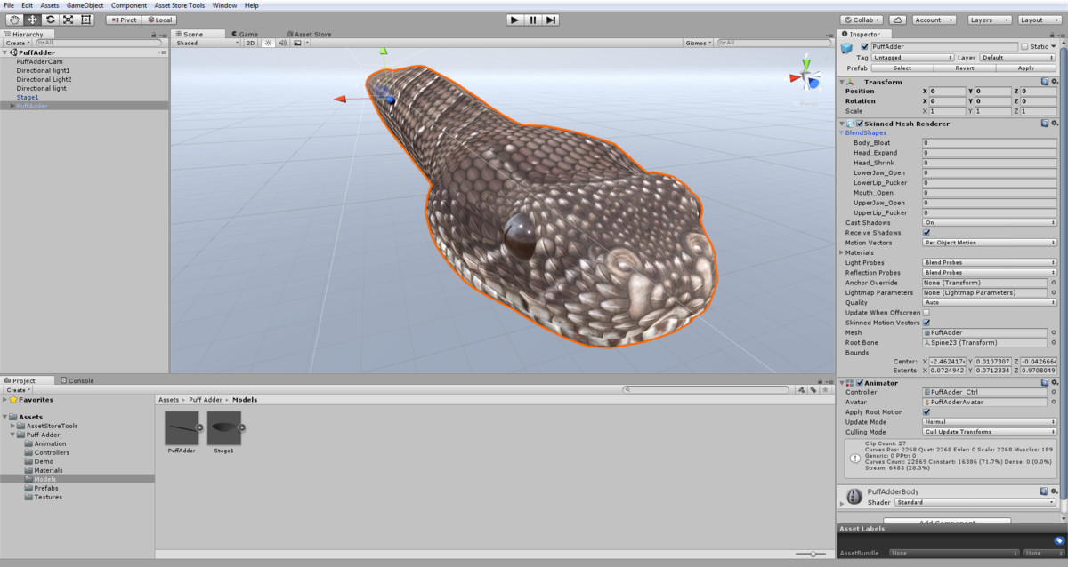 Animated Puff Adder Snake PBR