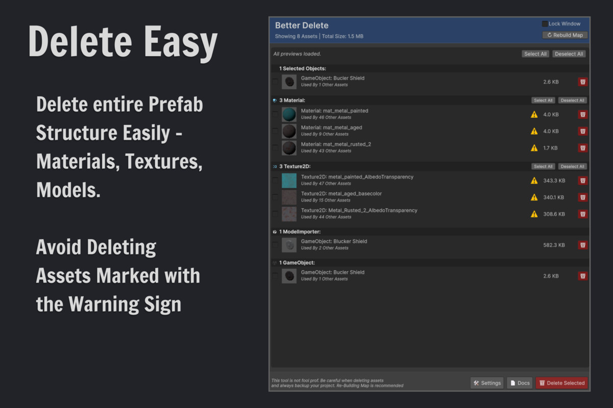 Better Delete - Project Cleaner & References Finder