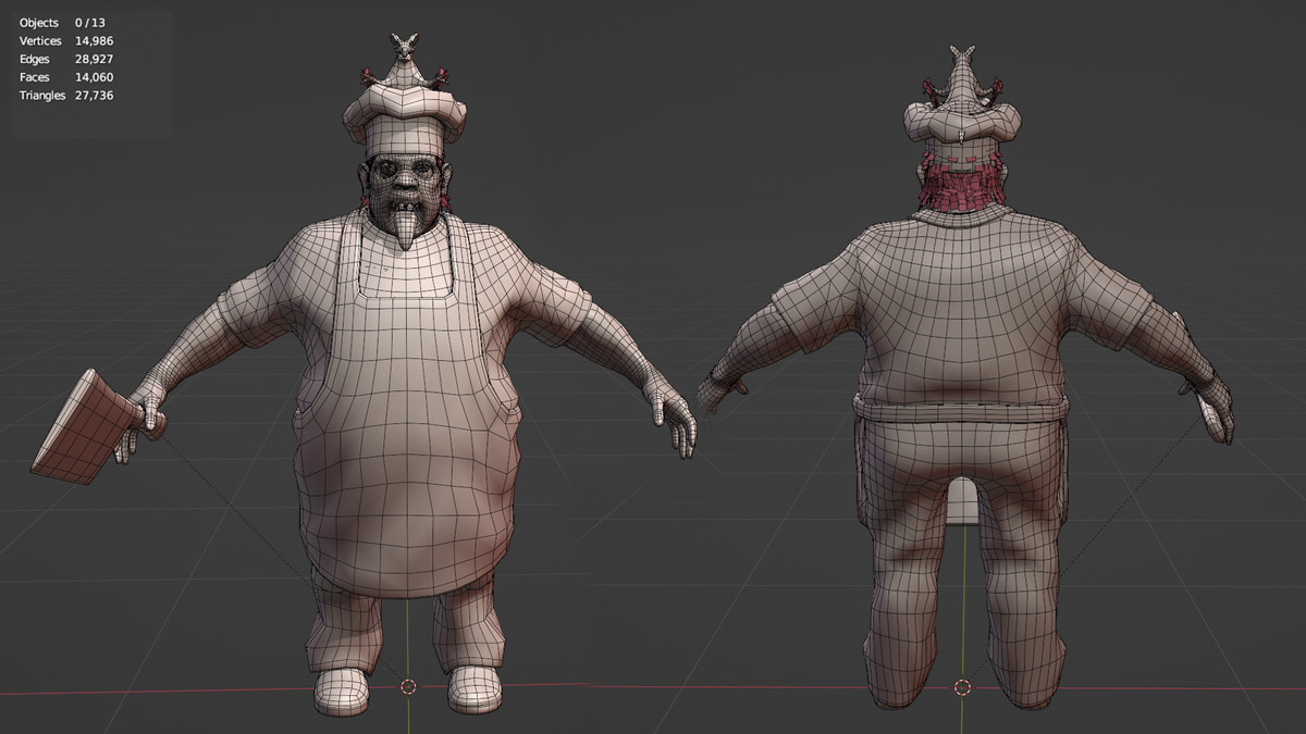 Zombie Chef with a Kitchen Axe | Character Enemy Mobs