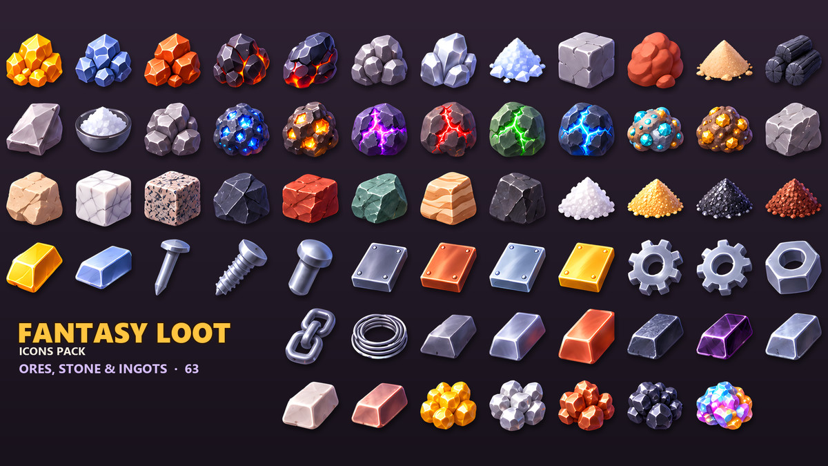 Fantasy Loot Icons - 462 RPG Items, Gems & Potions