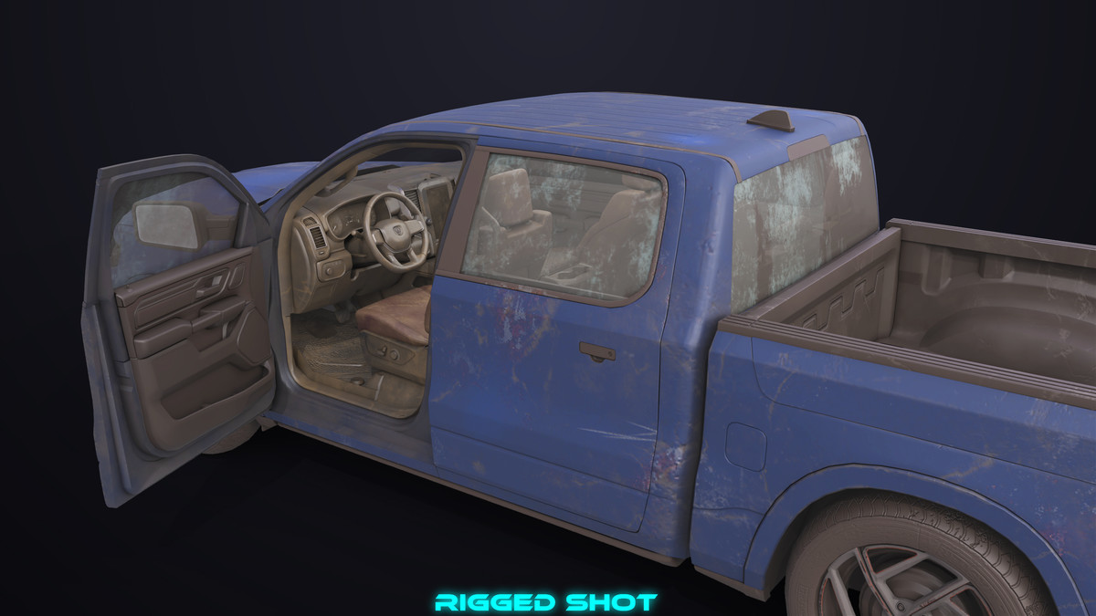 Pickup Truck 03 Blue Dusty URP HDRP Textures