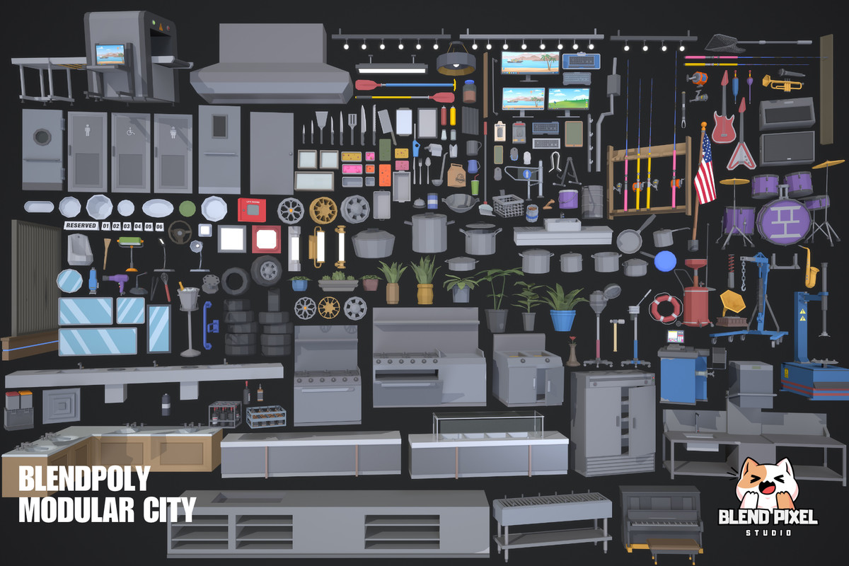 BlendPoly Modular City - Low Poly Assets