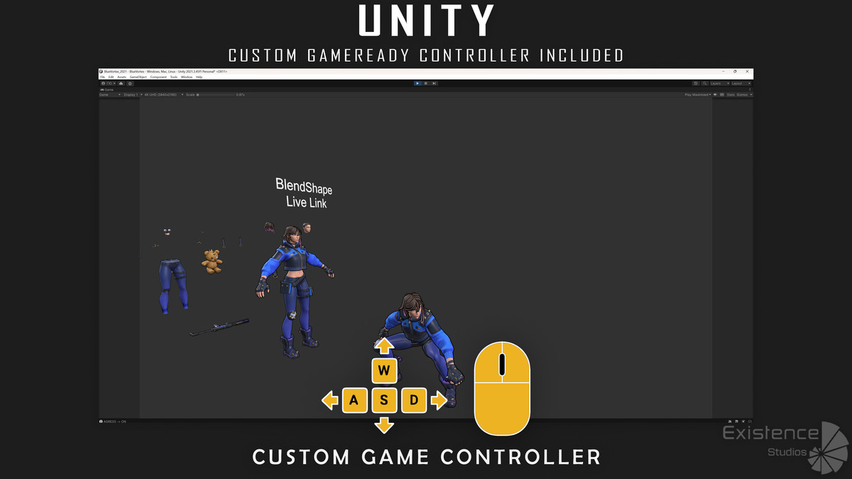 Blue Vortex – Stylized Sci-Fi Shooter Girl