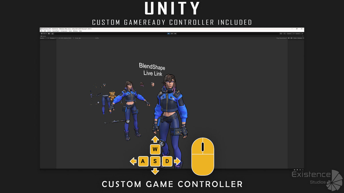 Blue Vortex – Stylized Sci-Fi Shooter Girl