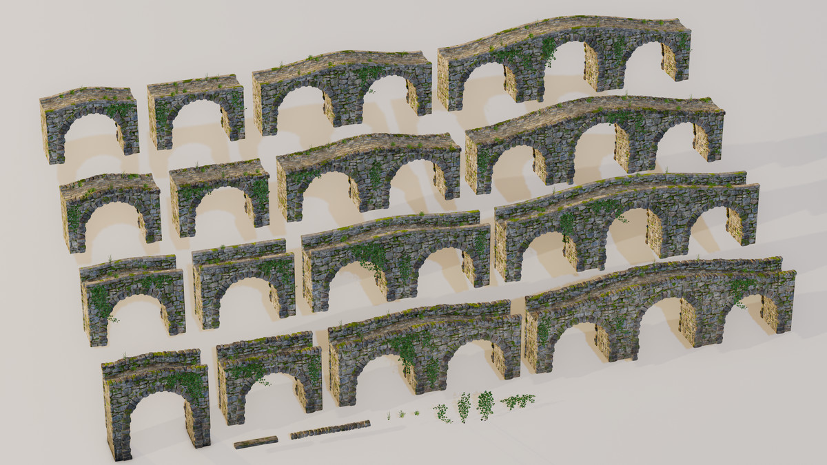 Realistic Mossy Stone Bridge Pack – Procedural Material