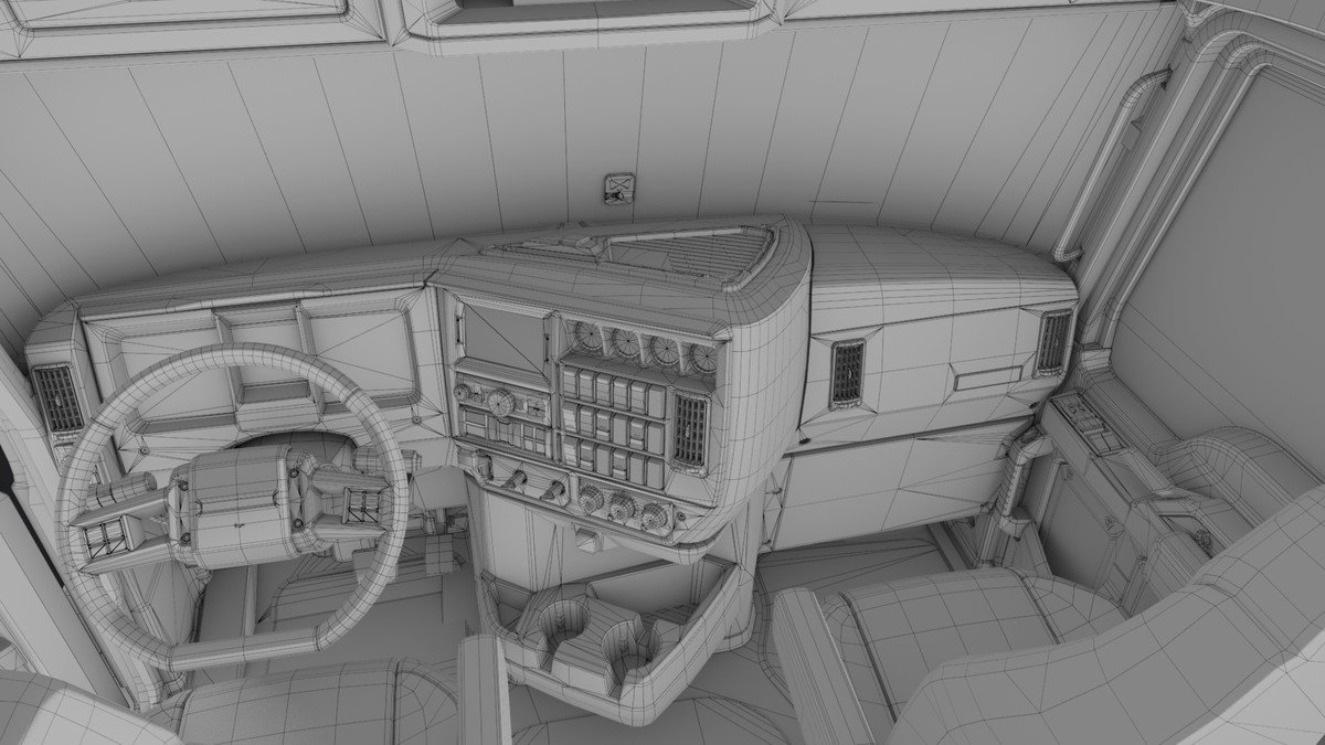 Heavy Truck Chassis 05 White Interior URP HDRP Textures