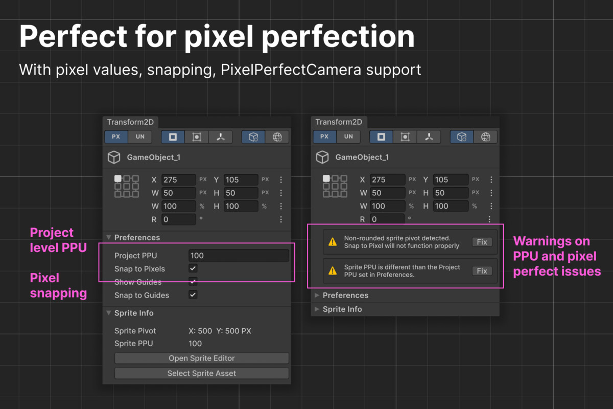 Transform 2D - Anchors, Size, Width/Height, Pixels, Align, Spacing, Guides