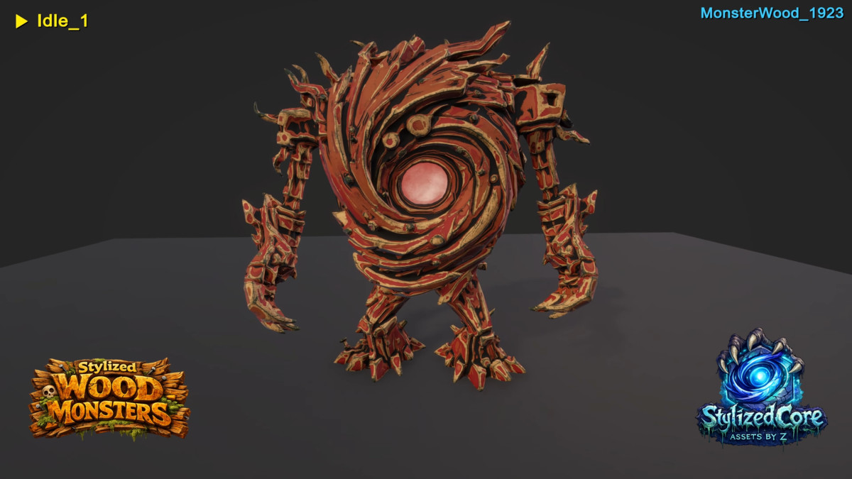 Stylized Wood Monster – Core Variant (Animated, LOD, Skins)