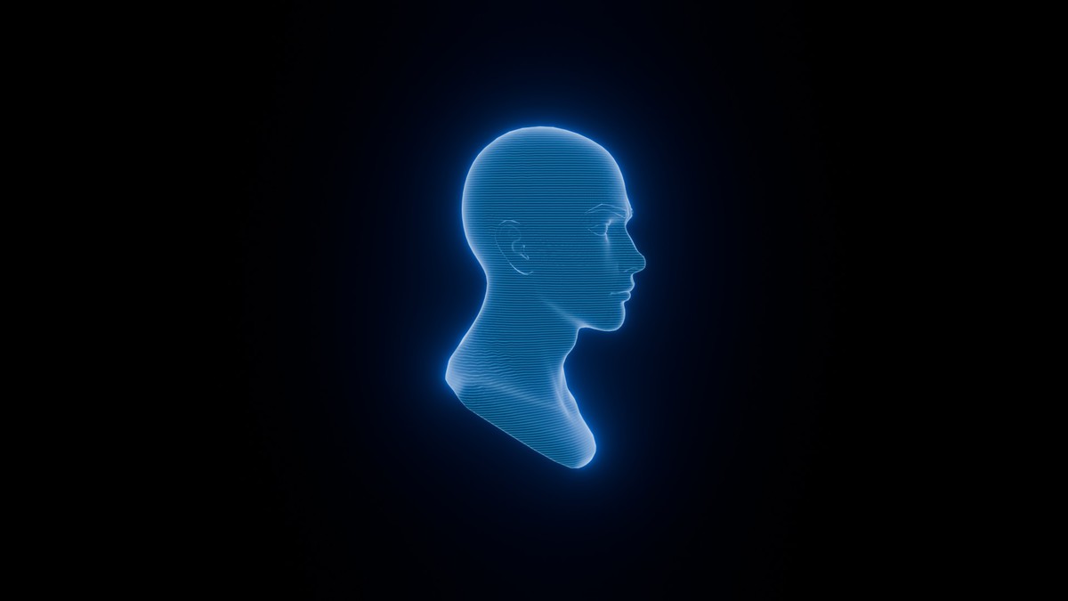 Anime Human Hologram Heads 3D Model Rigged with Facial Expressions
