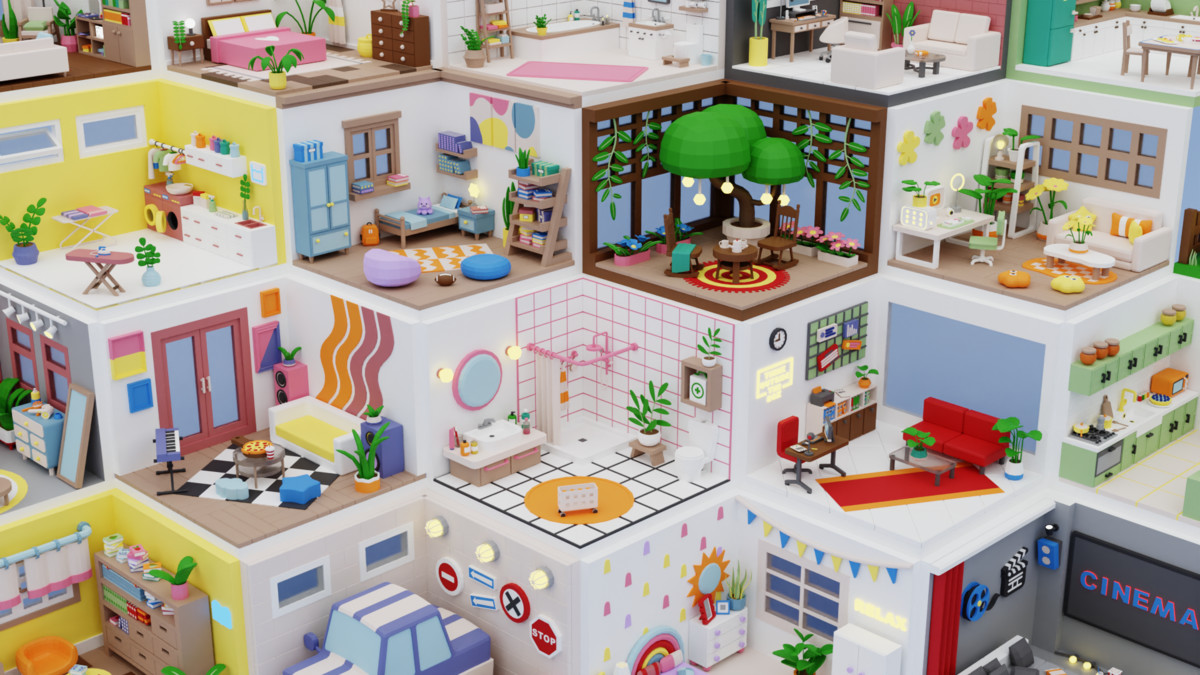 Low Poly Rooms Interiors 3 - Stylized Asset Pack