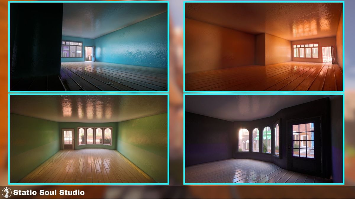 Town Stores & Streets ( Shop Interiors , Modular Roads , Color Variations )