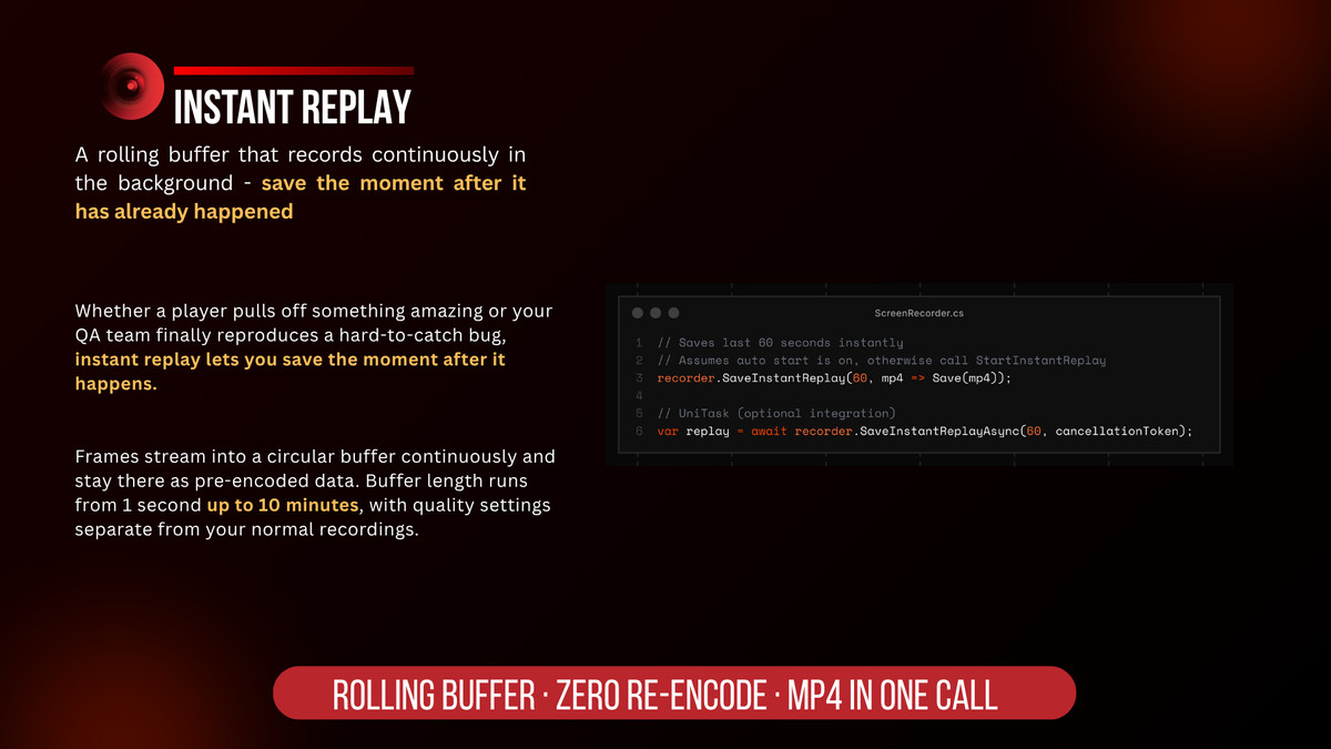 Native Screen Recorder & Instant Replay