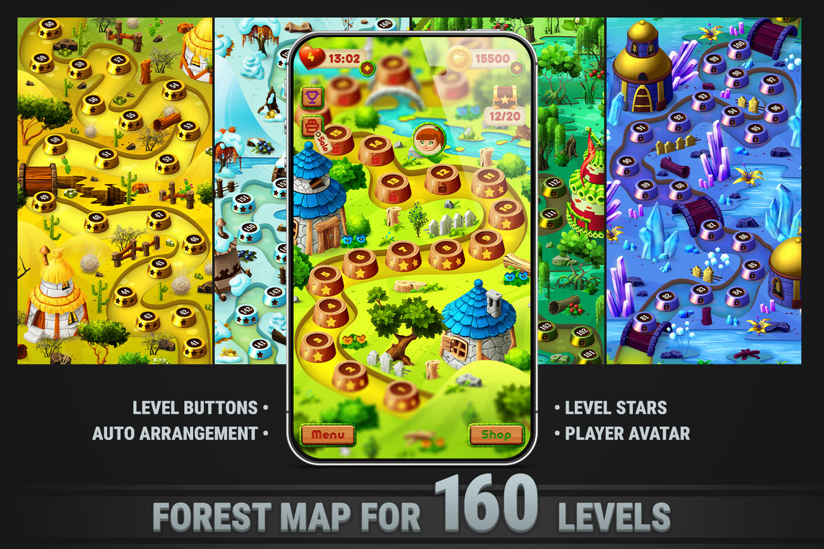 MK Puzzle Level Map Pack • 4 Themes Bundle