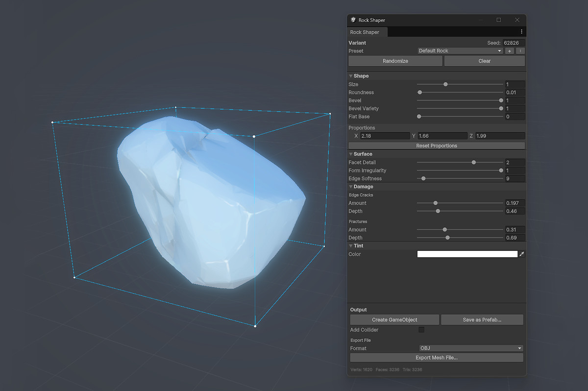 Rock Shaper – Stylized Rock Editor & Mesh Generator