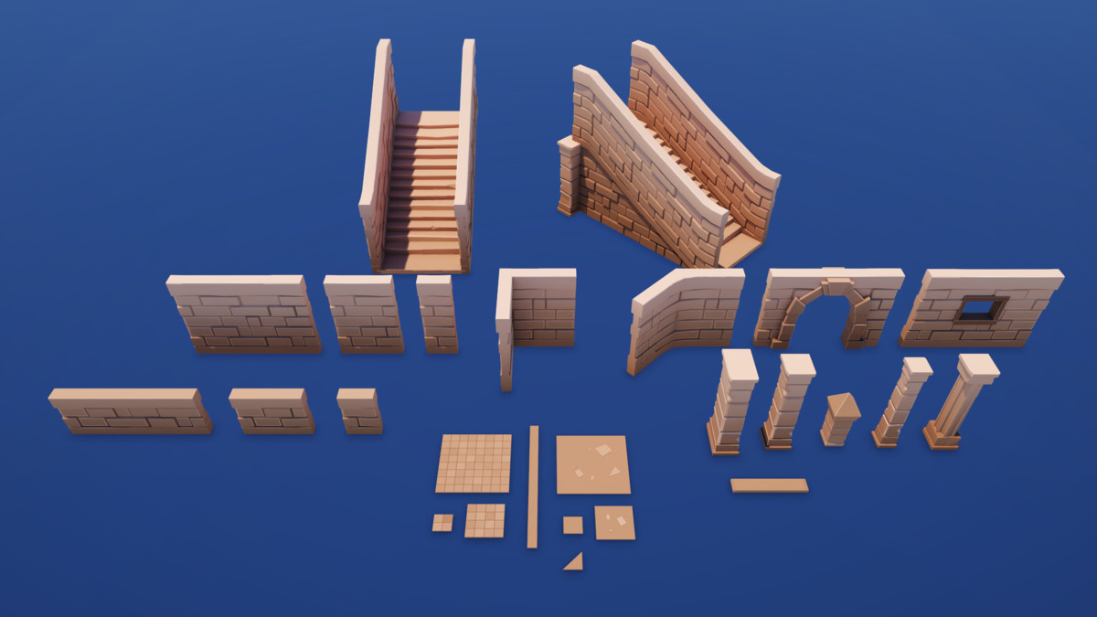Modular Dungeon & Castle Pack – Stylized Low Poly