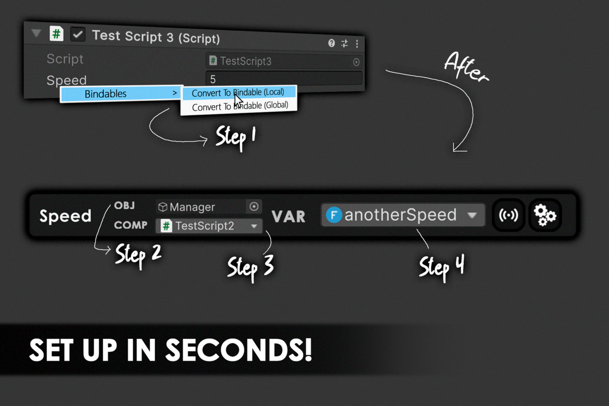 Bindables System - A Visual Variable Binding System for Unity